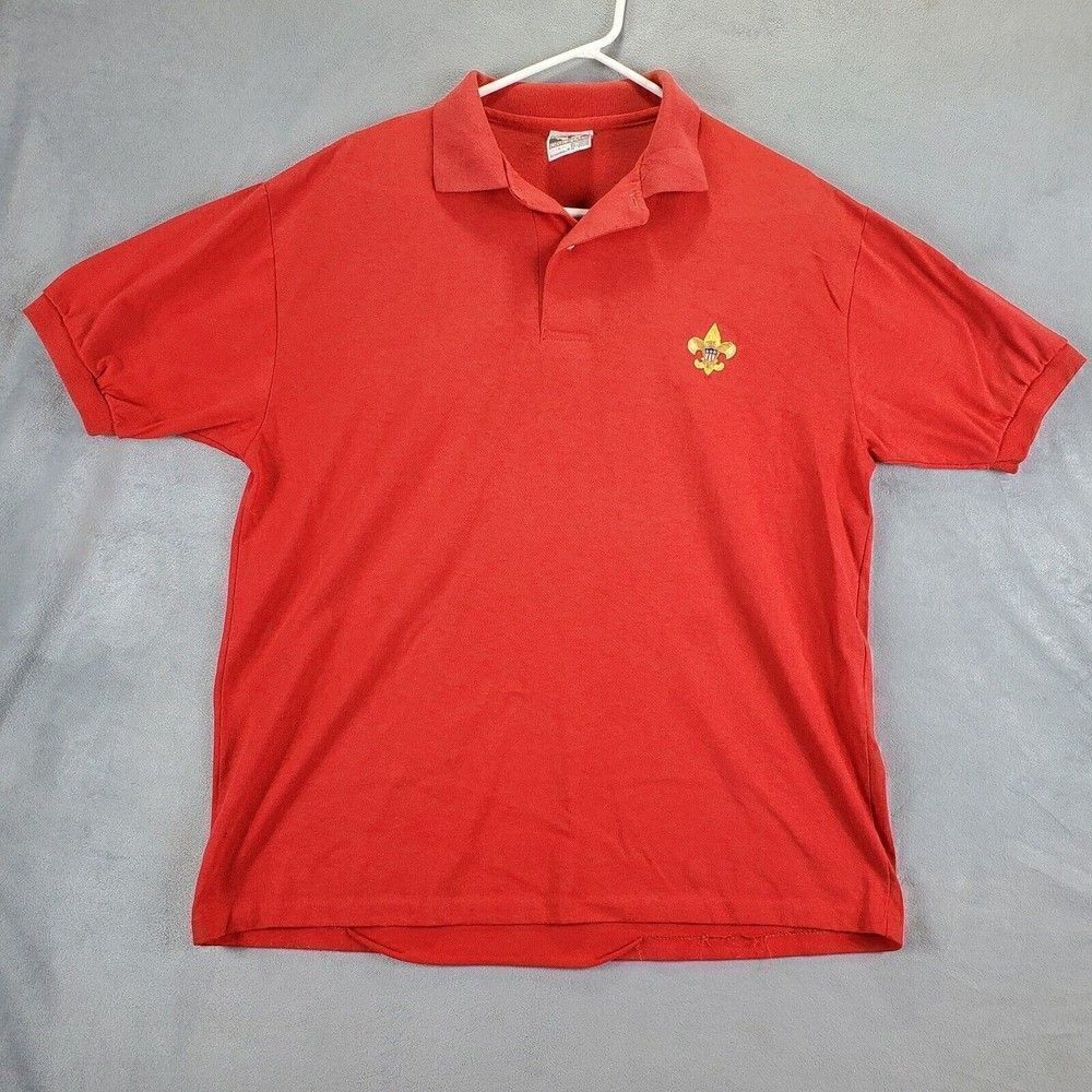 Vintage Boy Scout Of America Shirt Mens Large Red Great American Originals Polo